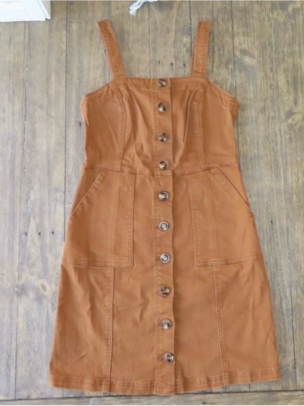 Button-Front Tan Dress